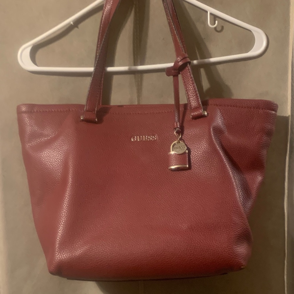 Guess Red Leather Tote Bag